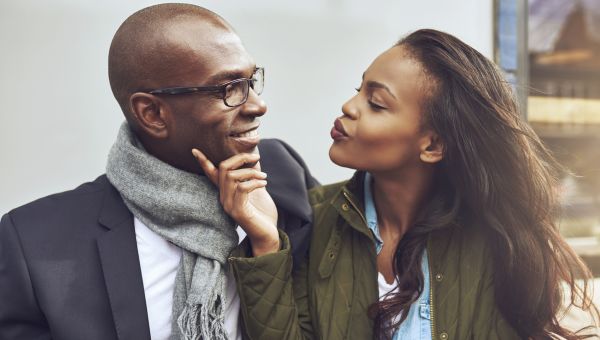 african american couple flirting