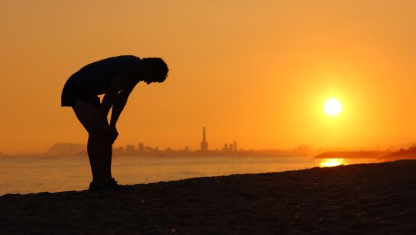 running, sunset, fitness, out of breath, breathing