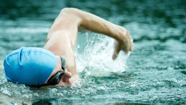 woman swimming in pool