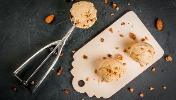 Home made caramel nut ice cream