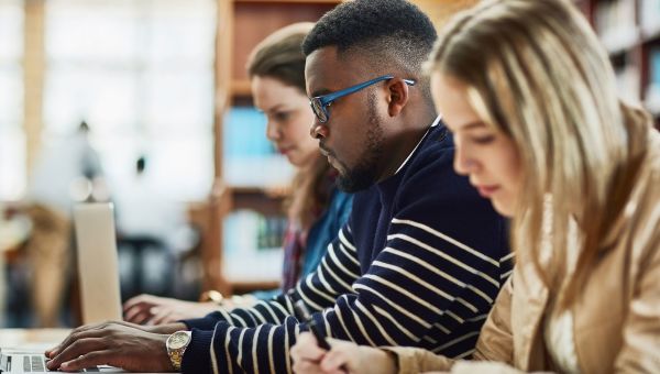 students on laptops