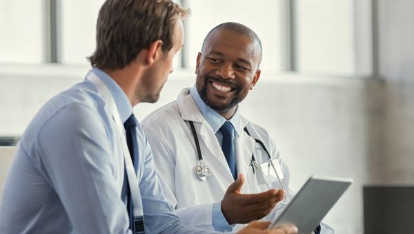 male patient speaking with doctor