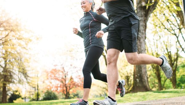 couple running in park