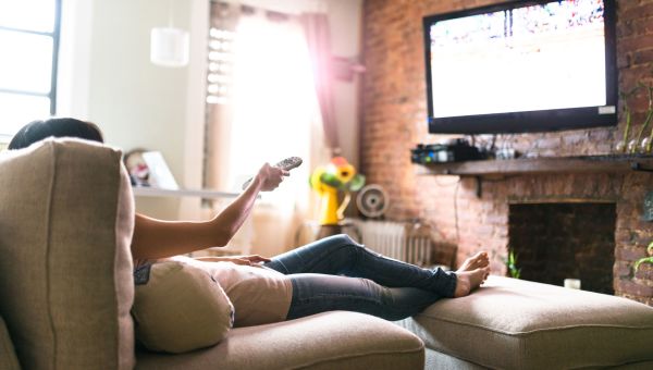 woman watching television