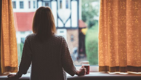 drinking tea while looking outside