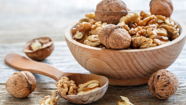 a bowl of walnuts