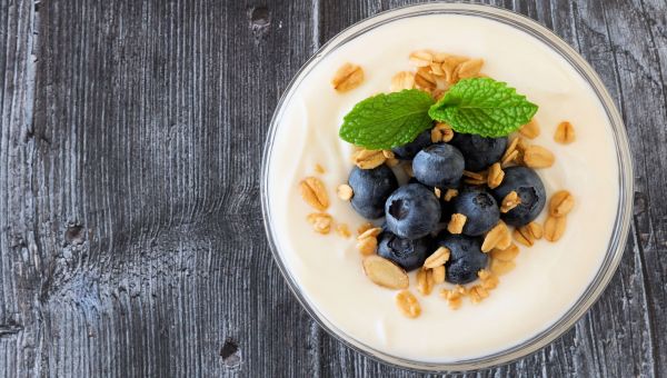 yogurt and blueberries