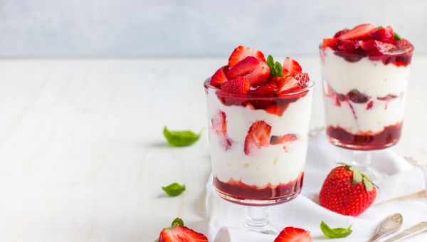 yogurt and strawberries