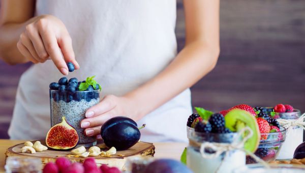 chia seeds and blueberries