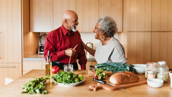 couple cooking together