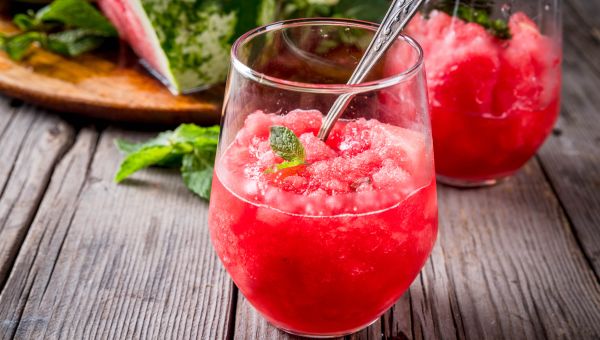 a non-alcoholic frozen watermelon mocktail 