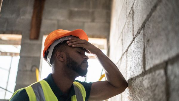 stressed construction worker