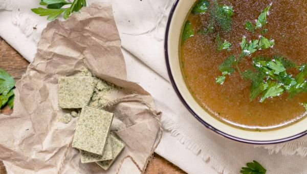 chicken broth made from dried bouillon cubes