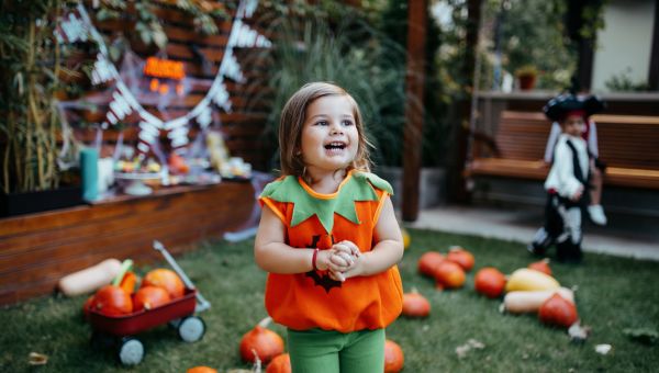 pumpkin child at halloween party