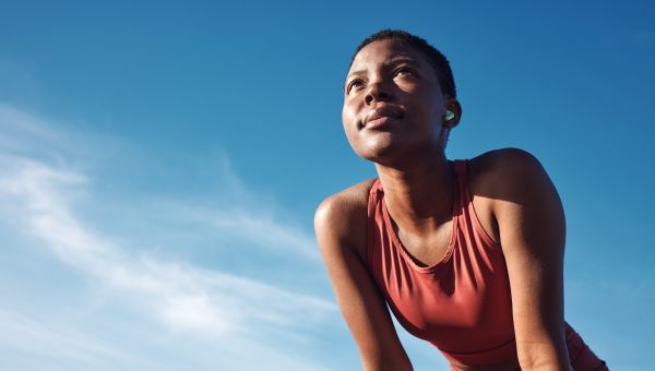 woman resting during a run