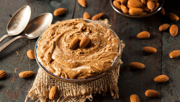 A bowl of raw organic almond butter