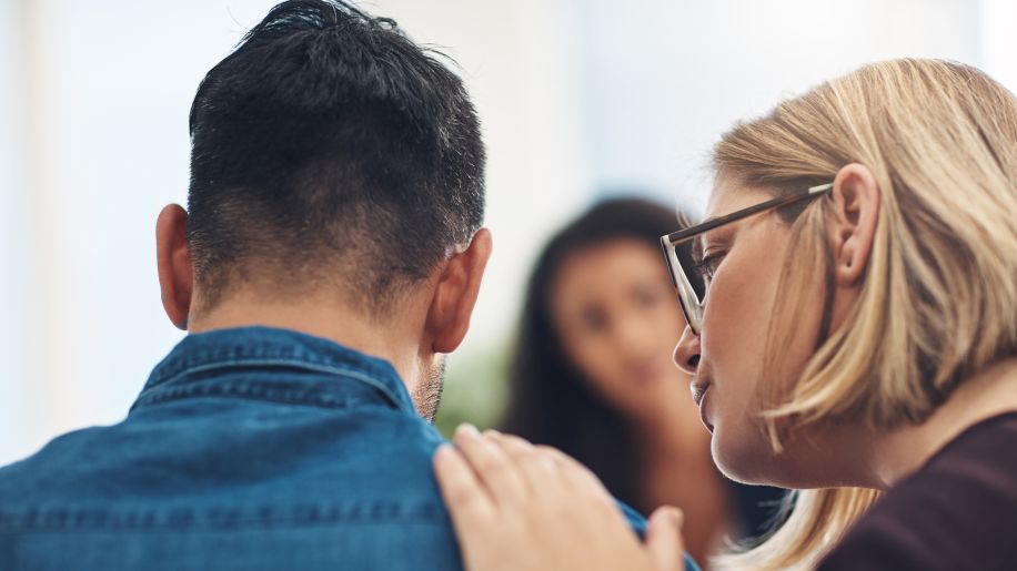 Man in group therapy mental health