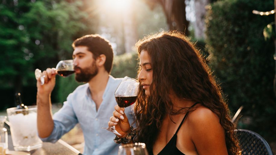 couple drinking red wine