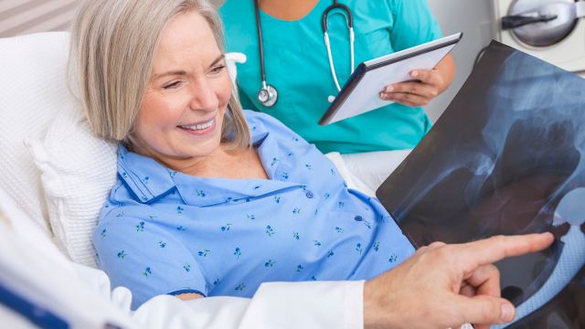 woman in hospital bed