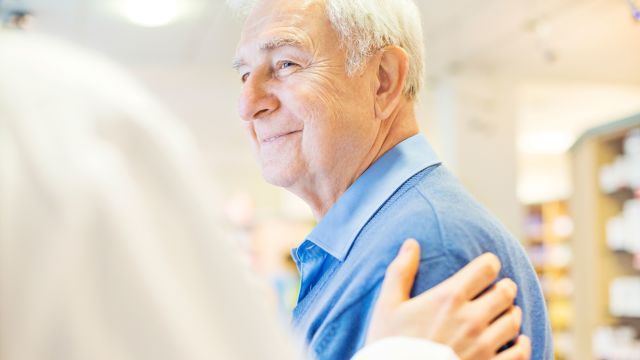 Senior man with Parkinson's disease