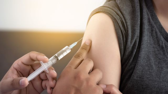 Woman getting HPV vaccine