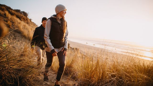 couple walking on beach