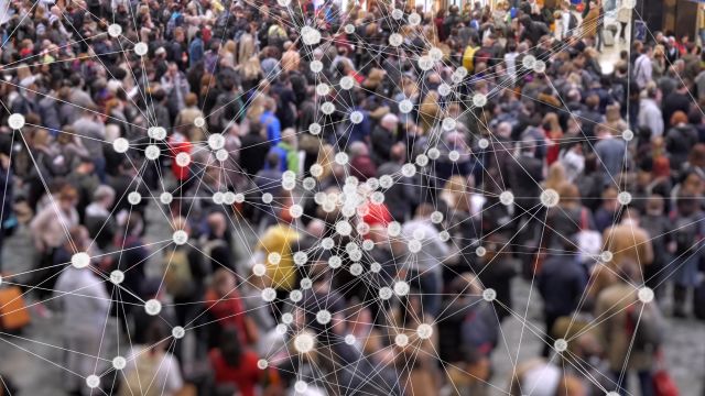 crowd with graphic depiction of exposure