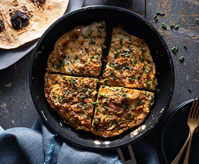 Frittata in cast iron skillet