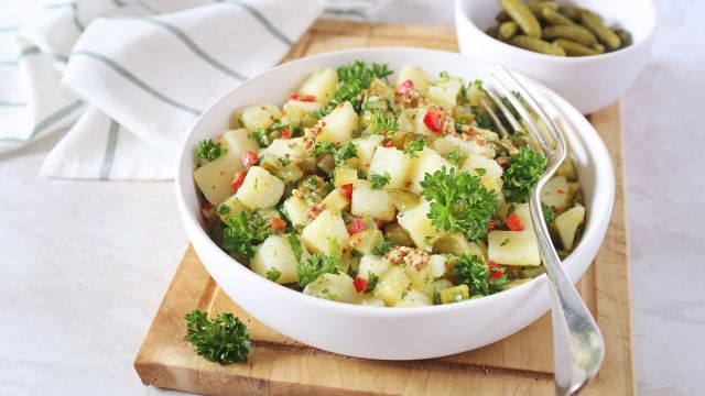 potato salad with pickled cucumbers