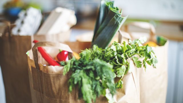 A bag of healthy groceries.