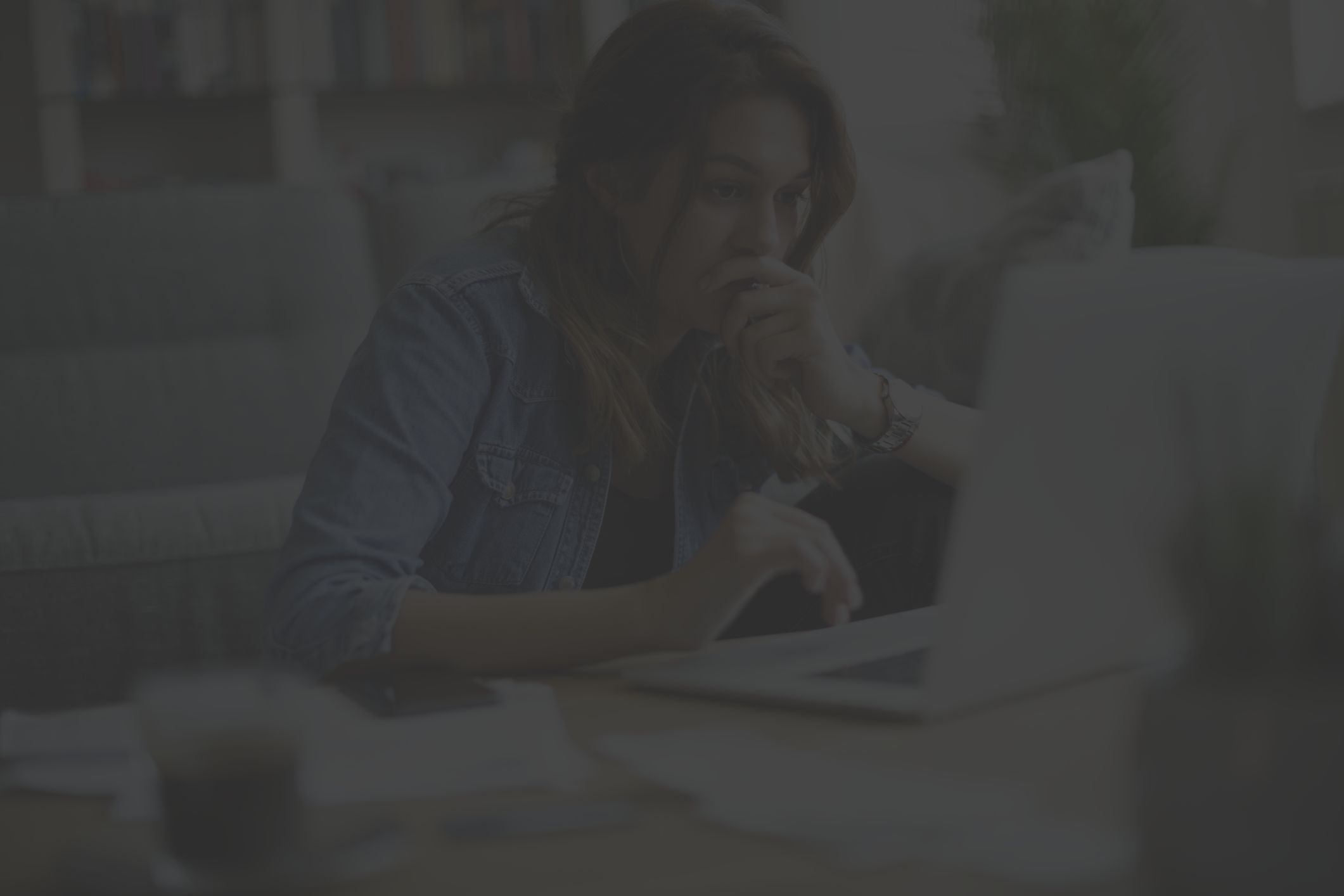 concerned woman at computer