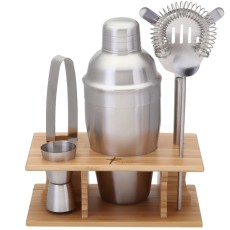 Stainless Steel Shaker Set in Bamboo Stand – New Version!