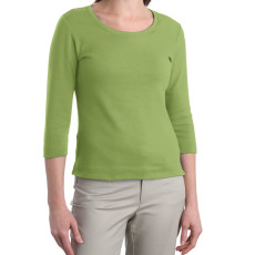 Port Authority Ladies Modern Stretch Cotton 3/4-Sleeve Scoop Neck Shirt (Apparel)