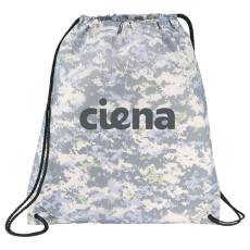 Monogrammed Camo Oriole Drawstring Cinch Backpack