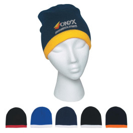 Custom Printed Knit Beanie with Stripe