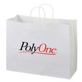 16 x 6 x 12 Logo Kraft White Paper Bag