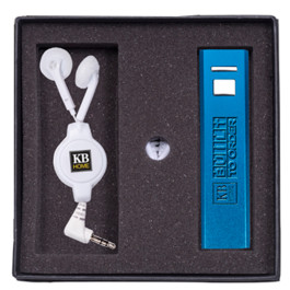 Imprinted Emergency Mobile Charger & Retractable Earbuds
