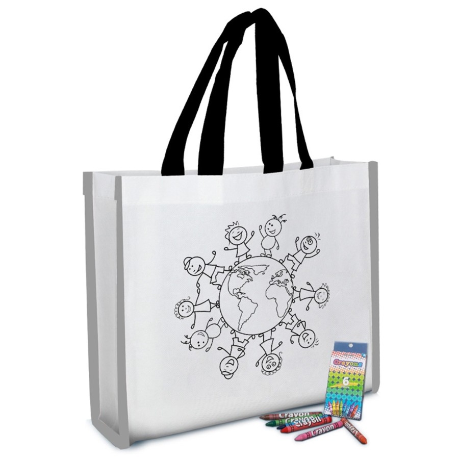 Reflective Coloring Tote Bag with Crayons