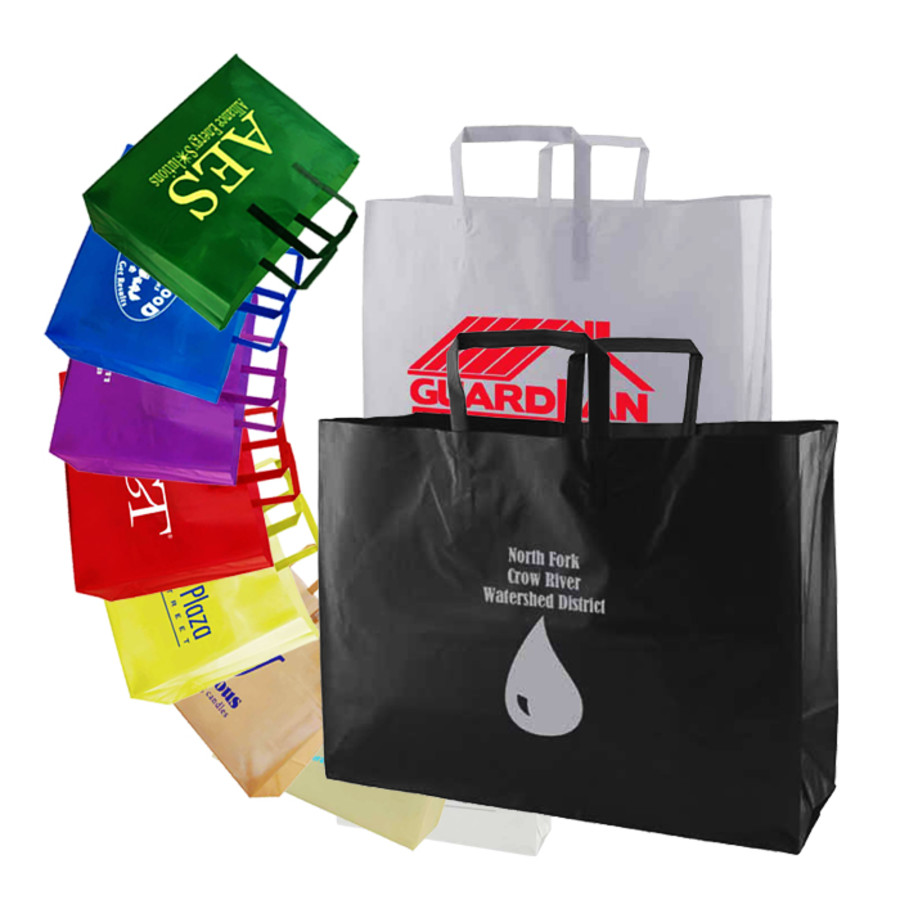 Printed Frosted Tri-fold Handle Shopping Bags