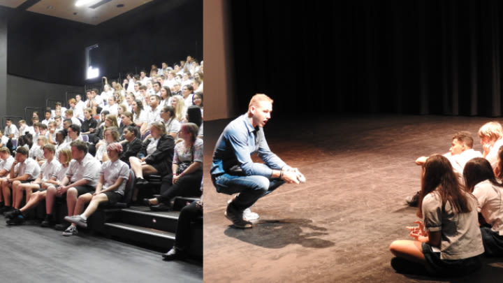 Paris Mitchell motivates students at Joseph Banks Secondary College.