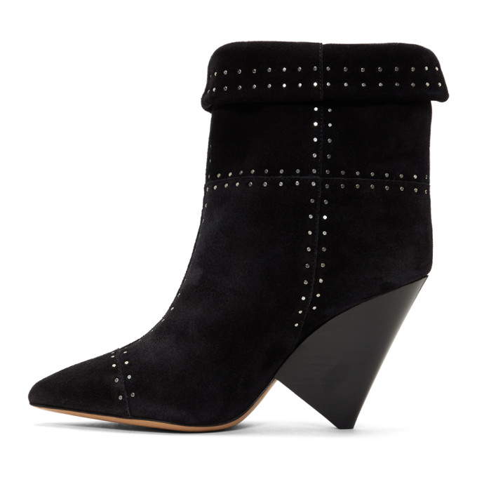 ISABEL MARANT 90Mm Lizynn Studded Suede Ankle Boots in Black | ModeSens