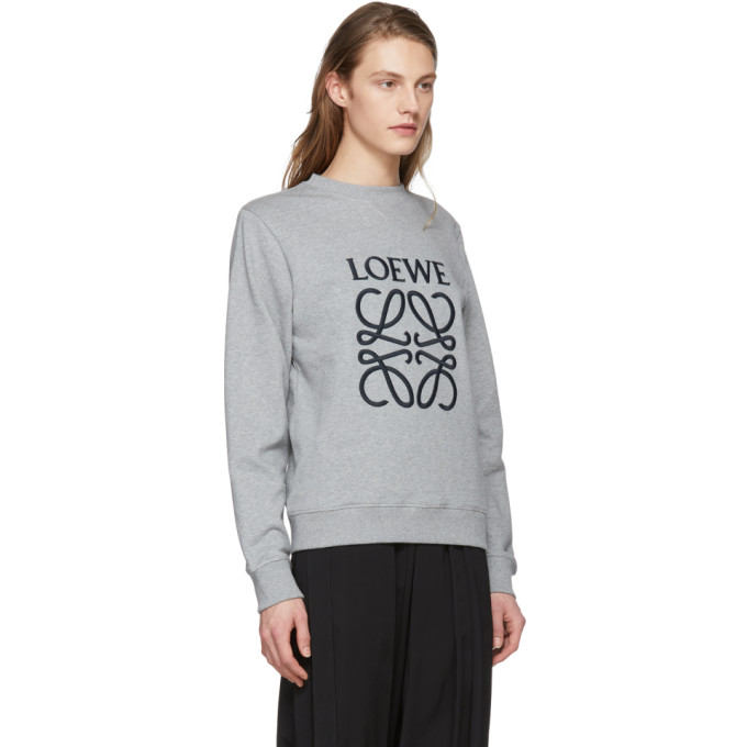 LOEWE Slim-Fit Embroidered Loopback Cotton-Jersey Sweatshirt, Grey ...