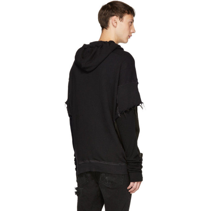 R13 R13 BLACK RTHIRTEEN CUT-OFF HOODIE