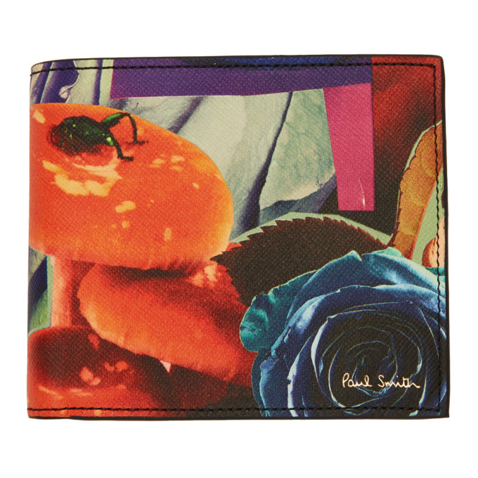 PAUL SMITH PAUL SMITH MULTICOLOR COLLAGE ROSE PRINT BIFOLD WALLET