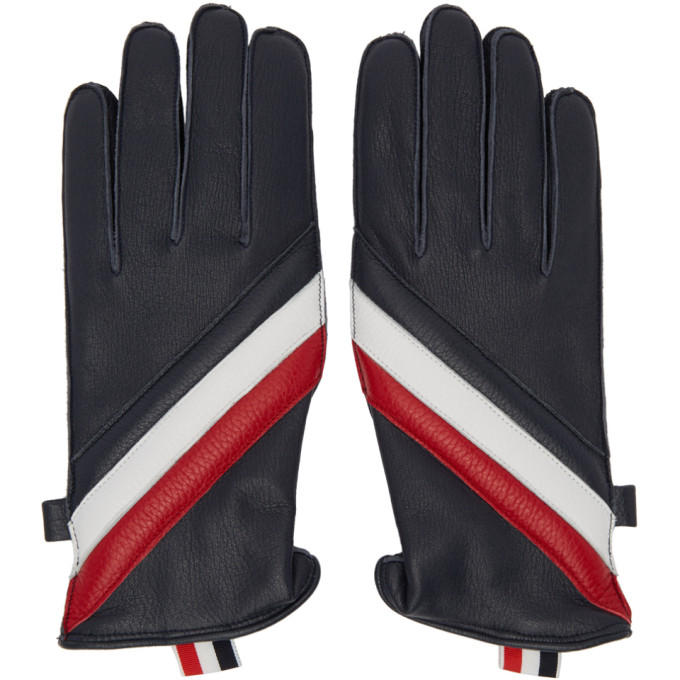 Click to view more detailed imagery on our partner's website Thom Browne Quilted Deerskin Leather Glove In 960rwbwht