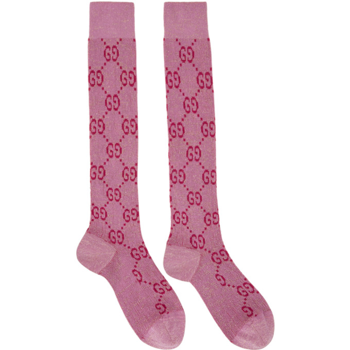 GUCCI Pink & Red GG Supreme Socks