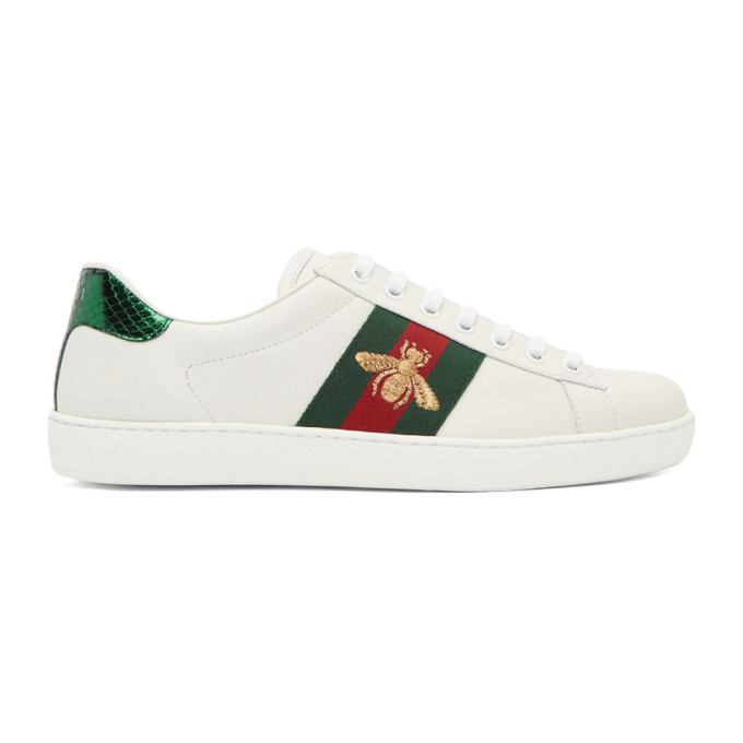 Click to view more detailed imagery on our partner's website Gucci Ace Watersnake-trimmed Embroidered Leather Sneakers In White Trim: Ayers Snakeskin.