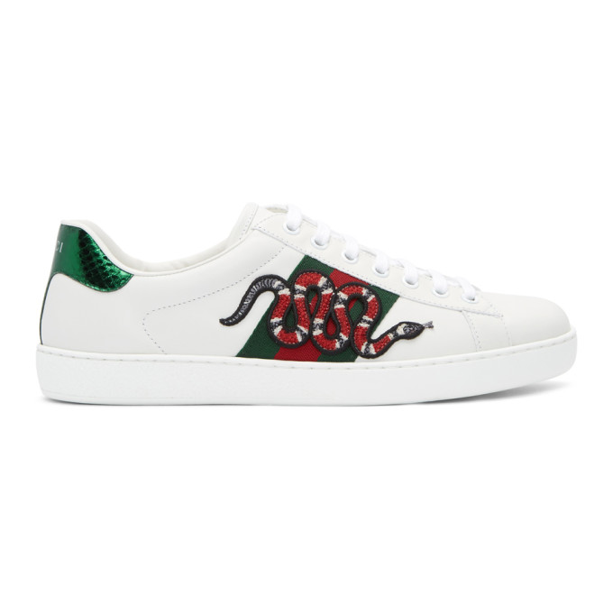 GUCCI GUCCI WHITE SNAKE ACE SNEAKERS