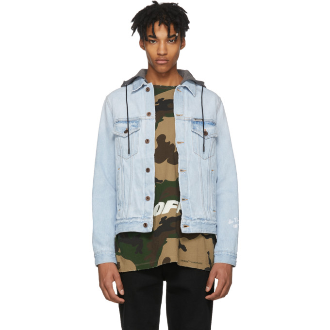 OFF-WHITE OFF-WHITE BLUE DENIM HOODIE JACKET,OMYE010E183860207101