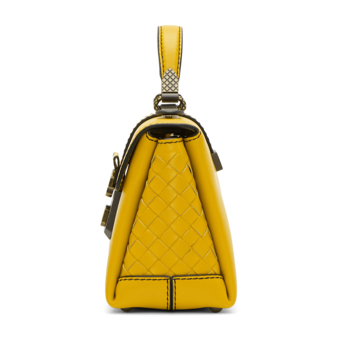 BOTTEGA VENETA BOTTEGA VENETA YELLOW SMALL INTRECCIATO PIAZZA BAG
